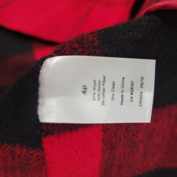 Talbots Womens Wool Blend Jacket Size 4 Petite Red Black Plaid Zip Up Twee - Picture 8 of 8